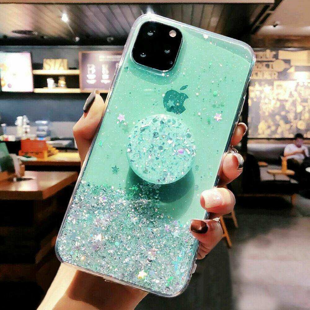 Bling Glitter Case For iPhone 11 Pro Max 11 Pro 11 XS XR X XS Max 6s 6 7 8 PlusSlim Case With Stand Holder Phone Cases Socket - Surprise store