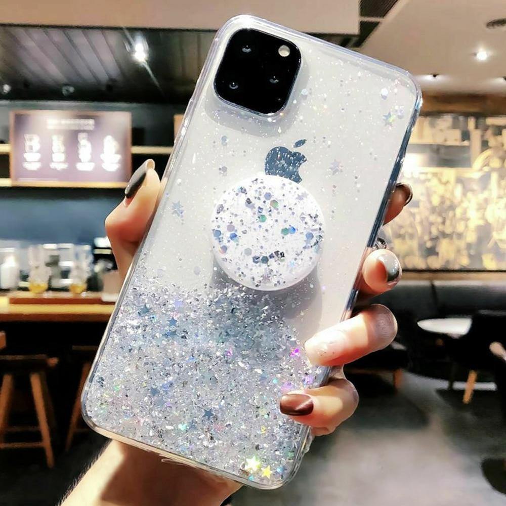 Bling Glitter Case For iPhone 11 Pro Max 11 Pro 11 XS XR X XS Max 6s 6 7 8 PlusSlim Case With Stand Holder Phone Cases Socket - Surprise store