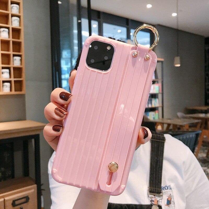 XR X Suitcase Style Case for iPhone 11 Pro Max XS 6 7 8 Plus Soft TPU Phone Capa with Wrist Strap Kickstand Function Back Cover - Surprise store