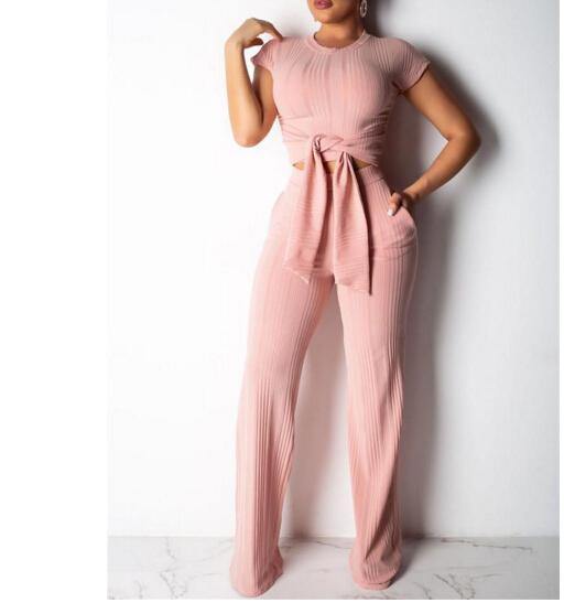 Women's 2 Piece Short Sleeve Top Sexy Slim Casual Set - Surprise store