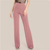 SHEIN Ginger High Rise Piped Pants Elegant Wide Leg Zipper Fly Plain Workwear Trousers Women Stretchy Highstreet Autumn Pants - Surprise store