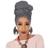 Print turban traditional African headscarf women headtie print headwrap with earring - Surprise store