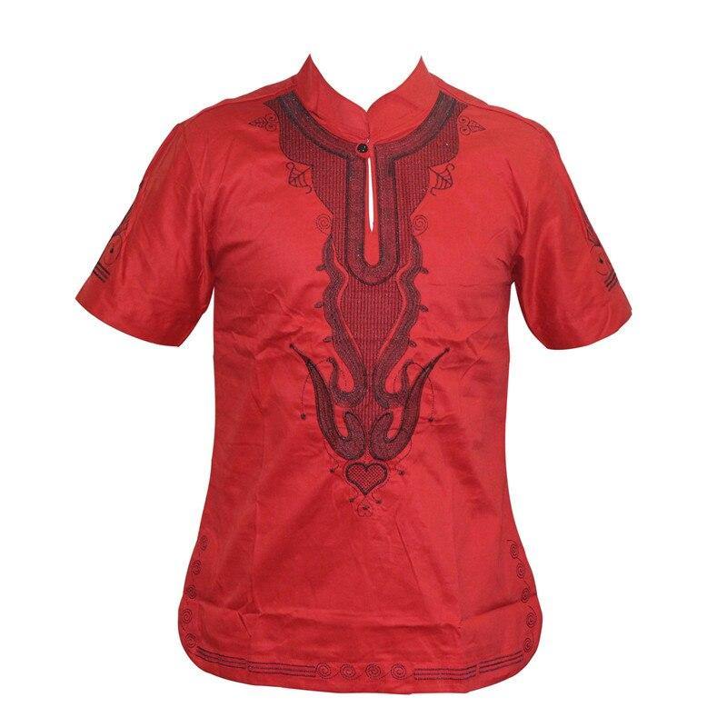 Mr Hunkle Embroidery Summer t-shirt Mandarin Collar Short Sleeve Men's Top Tee Smooth Casual African Traditional Dashiki Shirt - Surprise store