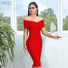 ADYCE New Summer Off Shoulder Bandage Dress Women 2020 Sexy Short Sleeve Midi Bodycon Club Celebrity Runway Party Dress Vestidos - Surprise store