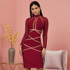Spring Green Long Sleeve Bodycon Bandage Dress Women Sexy Hollow Out Mesh Dresses Autumn Celebrity Evening Runway Party Vestidos - Surprise store