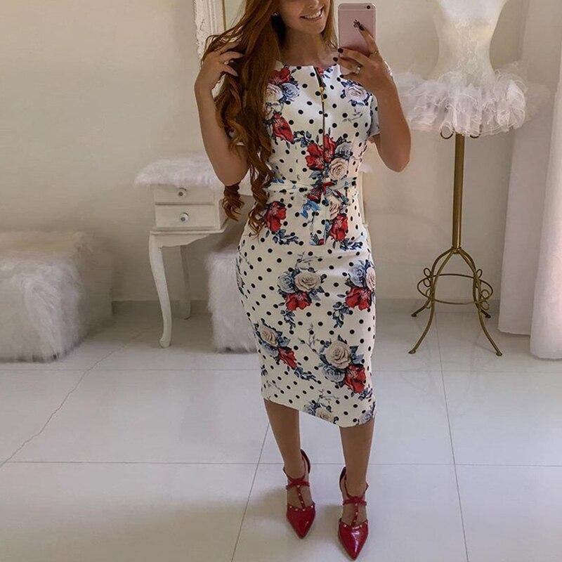 Plus Size Women Autumn Winter Work Office Business Belted Pencil Dress Casual Front Zipper Patchwork Sheath Bodycon Midi Dress - Surprise store