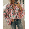 Fanbety Plus size Autumn Chic Blouses women Peacock Floral Print Long Sleeve Shirts women Casual V-neck Boho Blouse Tops Female - Surprise store