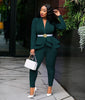 New Women Winter Women's Set Tracksuit Full Sleeve Ruffles Blazers Pencil Pants Suit Two Piece Set Office Lady Outfits Uniform - Surprise store
