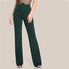 SHEIN Ginger High Rise Piped Pants Elegant Wide Leg Zipper Fly Plain Workwear Trousers Women Stretchy Highstreet Autumn Pants - Surprise store
