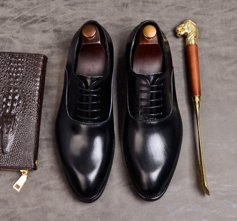 QYFCIOUFU Mens Formal Shoes Genuine Leather Oxford Shoes For Men Italian 2019 Dress Shoes Wedding Shoes Laces Leather Brogues