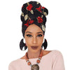 Print turban traditional African headscarf women headtie print headwrap with earring - Surprise store