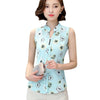 EFINNY Summer Women Tops Casual Sleeveless V-Neck Fashion Women Blouse Shirt Chiffon Print Blouses Ladies Blusas - Surprise store