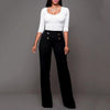 Women Casual Harem Long Pants High Waist Elastic High Waist Cropped Length OL Trousers Solid Black White Wine Red - Surprise store