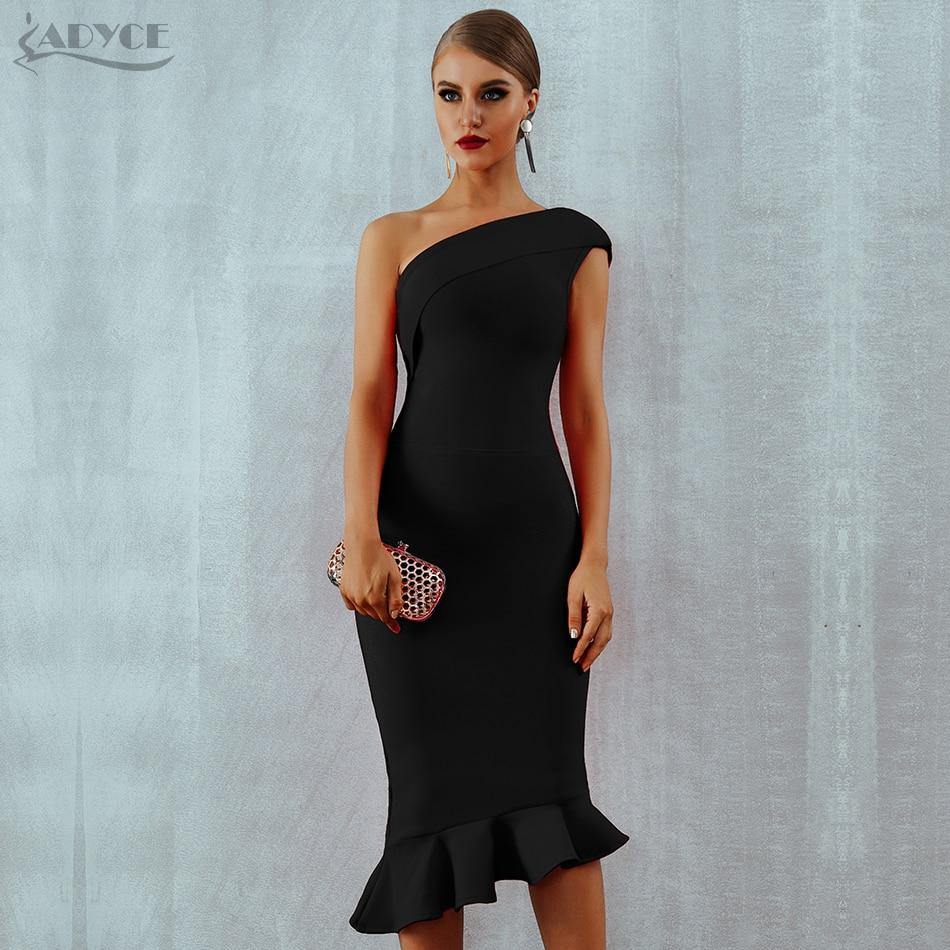 Adyce 2020 New Summer Women Bandage Dress Vestidos One Shoulder Sleeveless Ruffles Nightclub Dress Celebrity Evening Party Dress - Surprise store