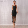 Adyce 2020 New Summer Women Fringe Bandage Dress Vestidos Sexy Sleeveless Tassel Bodycon Club Midi Celebrity Evening Party Dress - Surprise store