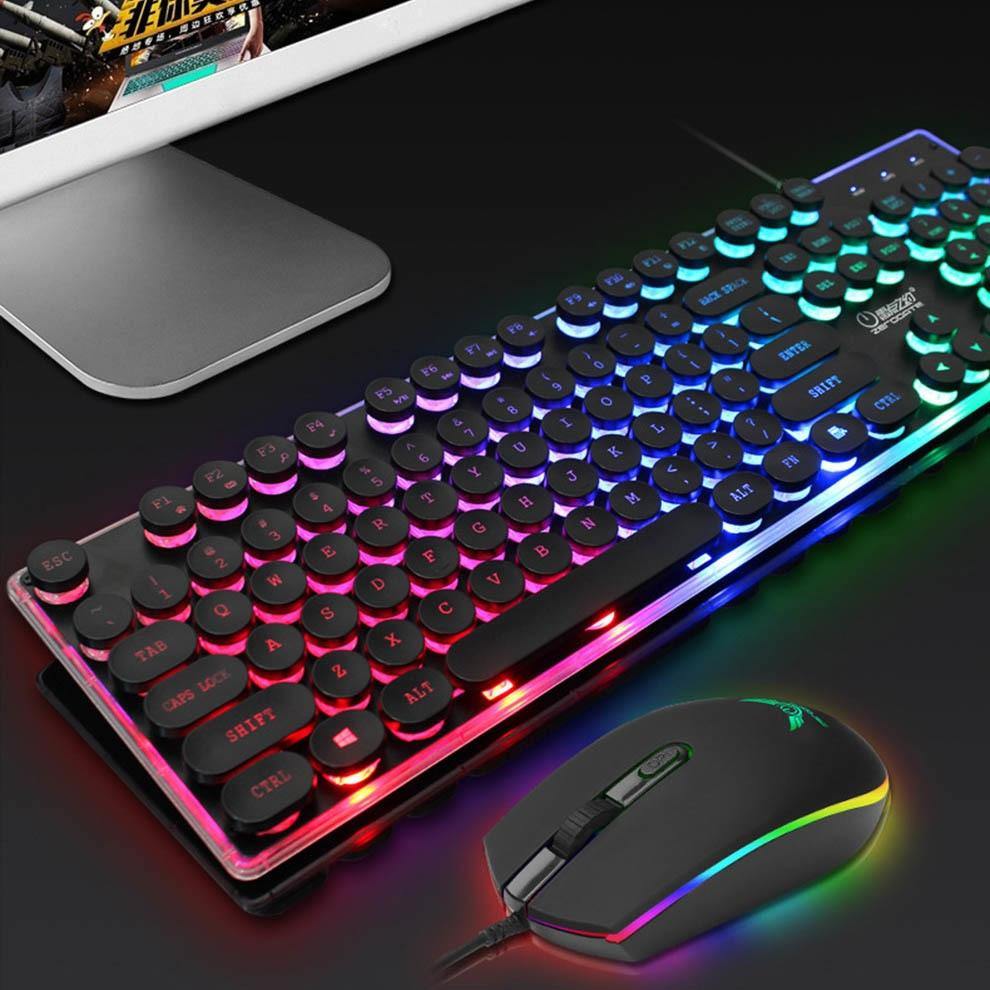 SeenDa LED Backlight Gaming Keyboard Mouse Set English Russian Wired Keyboard and Mouse Set for PC Laptop Gamer Ergonomic Design - Surprise store
