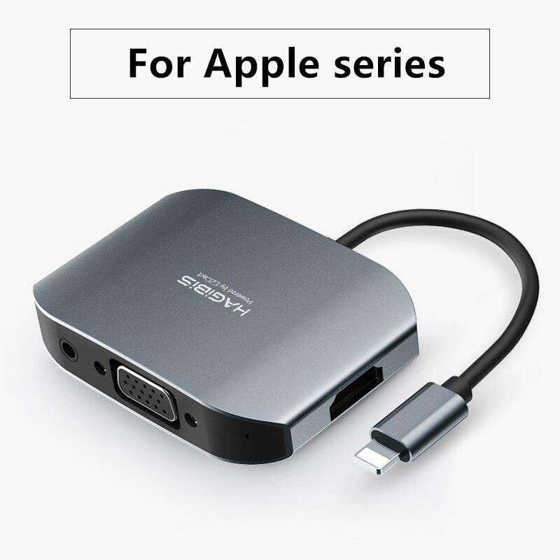 HAGIBIS HDMI VGA HD Adapter PC Video Converter Audio Adapter Mobile phone/Laptop connected to TV For iPhone XS 8 iPad Android - Surprise store