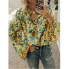 Fanbety Plus size Autumn Chic Blouses women Peacock Floral Print Long Sleeve Shirts women Casual V-neck Boho Blouse Tops Female - Surprise store