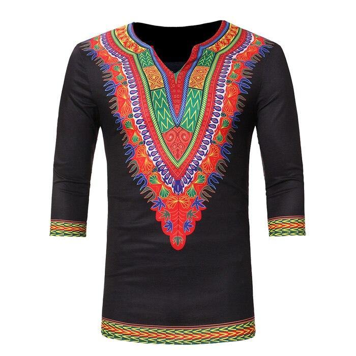 2018 New Fashion African Dashiki Print V Neck T Shirt Men Short Sleeve Casual Tee Shirt Homme Hip Hop Streetwear T-shirt Male - Surprise store