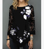 Shirt Blouse Women Plus size 5XL Fashion New Spring Summer print Black Tops 3/4 Lace Sleeve Elasticity Female Shirt Casua - Surprise store