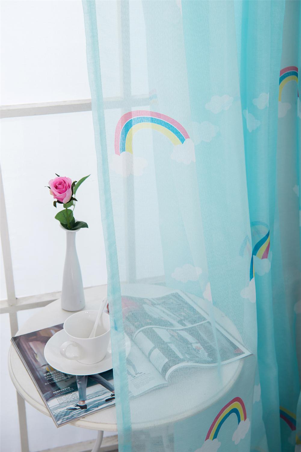 TONGDI Children Blackout Curtains Cartoon Rainbow Printing High-grade Decoration For Home Window Parlou Bedroom LivingRoom