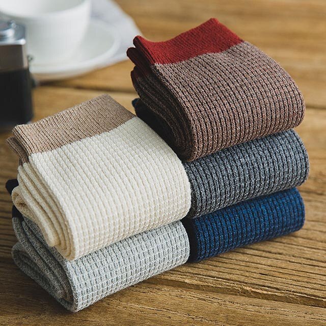 High Quality Men cotton Harajuku socks double stitches Compression Socks for Men's Winter Warm Business Dress Sock Long 5Pairs