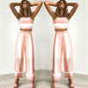 Women striped camis strapless crop top women tops loose pants 2 piece set for female women summer two pieces sets women's suits - Surprise store
