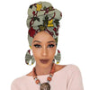 Print turban traditional African headscarf women headtie print headwrap with earring - Surprise store