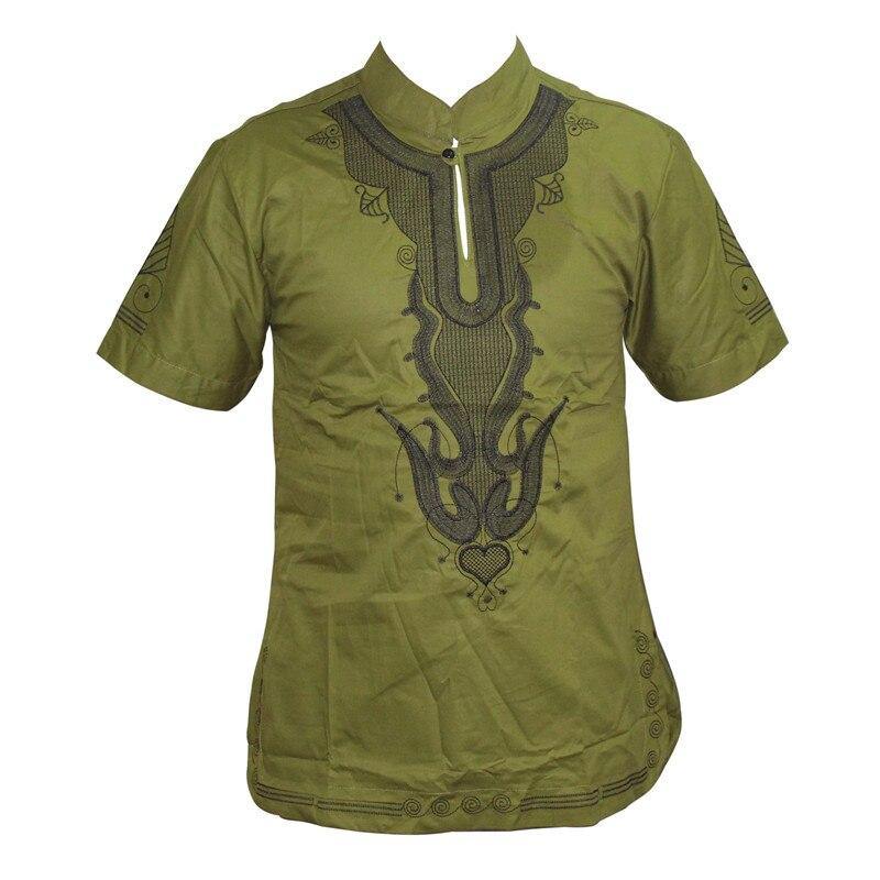 Mr Hunkle Embroidery Summer t-shirt Mandarin Collar Short Sleeve Men's Top Tee Smooth Casual African Traditional Dashiki Shirt - Surprise store