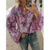 Fanbety Plus size Autumn Chic Blouses women Peacock Floral Print Long Sleeve Shirts women Casual V-neck Boho Blouse Tops Female - Surprise store