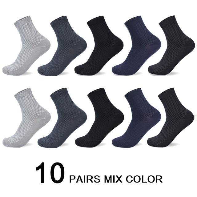 10 Pairs/Lot Men Bamboo Fiber Socks Men Compression Harajuku Long Socks Business Casual Mens - Surprise store