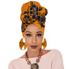 Print turban traditional African headscarf women headtie print headwrap with earring - Surprise store