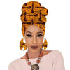 Print turban traditional African headscarf women headtie print headwrap with earring - Surprise store