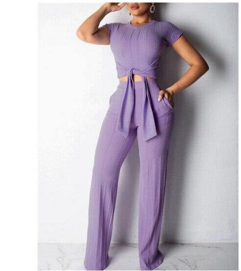 Women's 2 Piece Short Sleeve Top Sexy Slim Casual Set - Surprise store