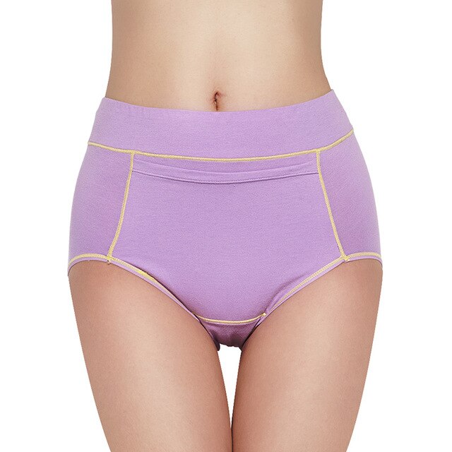Women's Menstrual Leak-Proof Breathable Physiological Panties High Waist Cotton Briefs with Pocket Underwear Women DULASI Panty