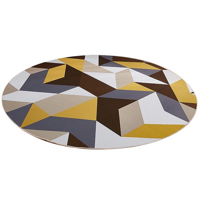 EHOMEBUY 2018 New Carpet Yellow Brown Geometric Anti Slip Rugs Round Carpet Floor Decoration Living Room Foot Pads Carpet Mat - Surprise store