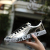 2019 Plus Size 46 Women/Men Fashion Graffiti Sneakers Shoes Bling Lovers Gold Silver Platform Flats Lady Casual krasovki Shoes - Surprise store