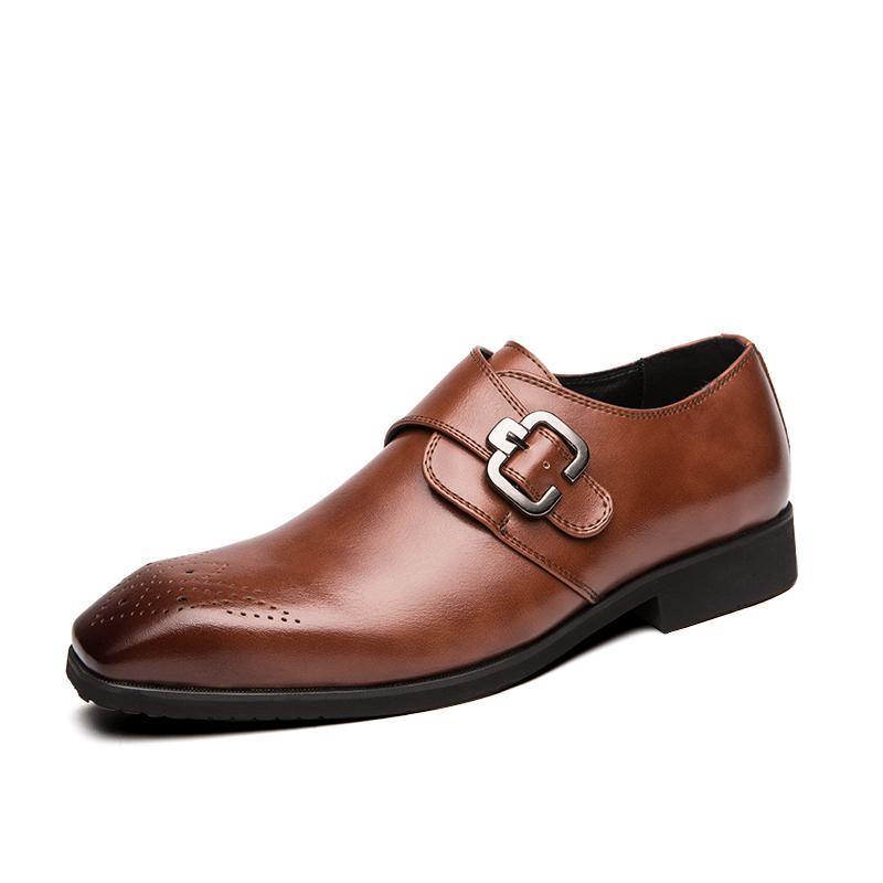 2020 New Business Pointed Flat Shoes Men Designer Formal Dress Carved Leather Shoes Men's Loafers Festival Party Wedding Shoes - Surprise store