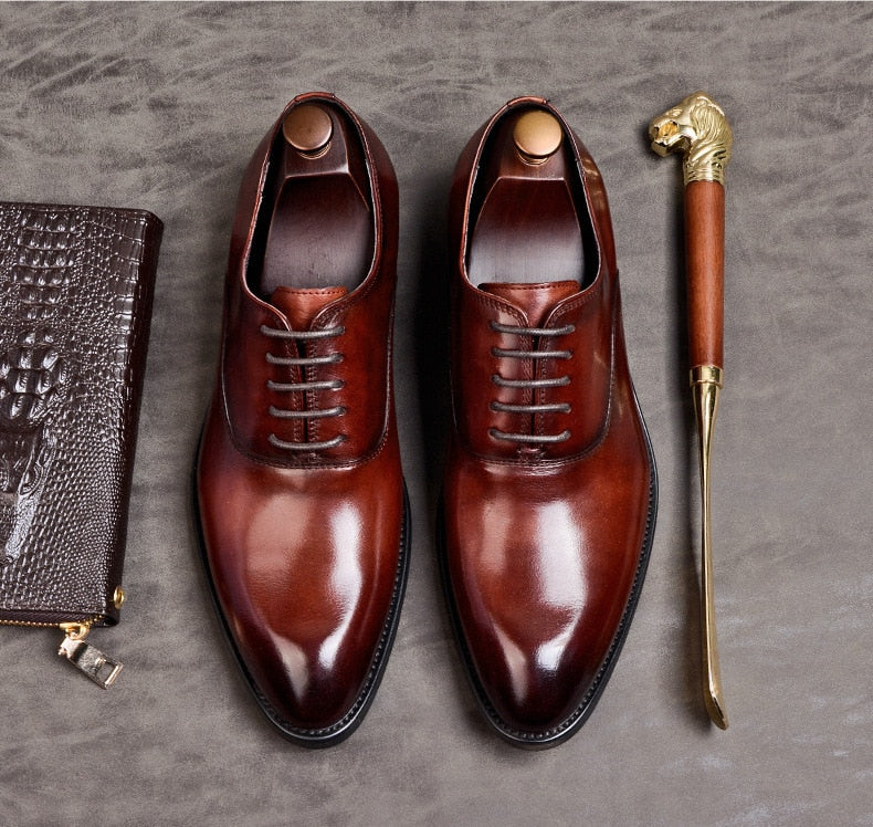 QYFCIOUFU Mens Formal Shoes Genuine Leather Oxford Shoes For Men Italian 2019 Dress Shoes Wedding Shoes Laces Leather Brogues