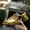2019 Plus Size 46 Women/Men Fashion Graffiti Sneakers Shoes Bling Lovers Gold Silver Platform Flats Lady Casual krasovki Shoes - Surprise store