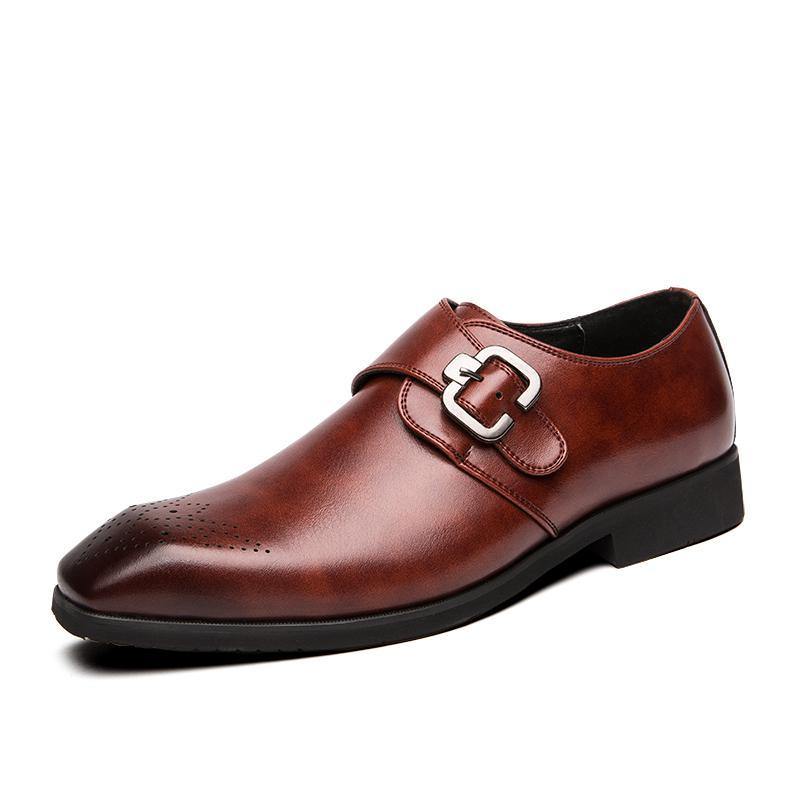 2020 New Business Pointed Flat Shoes Men Designer Formal Dress Carved Leather Shoes Men's Loafers Festival Party Wedding Shoes - Surprise store