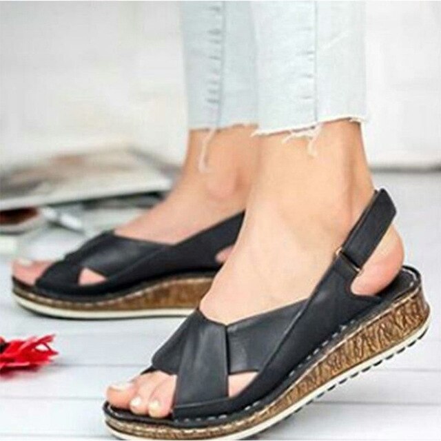MCCKLE Women Sandals Summer Female Shoes Women's Peep Toe Wedge Woman Comfortable Plus Size Female Platform Ladies 2020 New