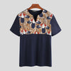 INCERUN Fashion Men Casual T Shirt Short Sleeve Print Patchwork V Neck 2020 African Dashiki Tops Summer T-shirts Men Clothes 5XL - Surprise store