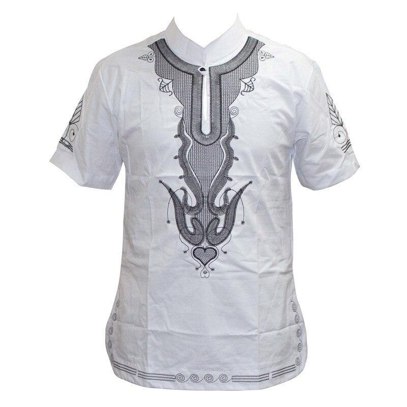 Mr Hunkle Embroidery Summer t-shirt Mandarin Collar Short Sleeve Men's Top Tee Smooth Casual African Traditional Dashiki Shirt - Surprise store