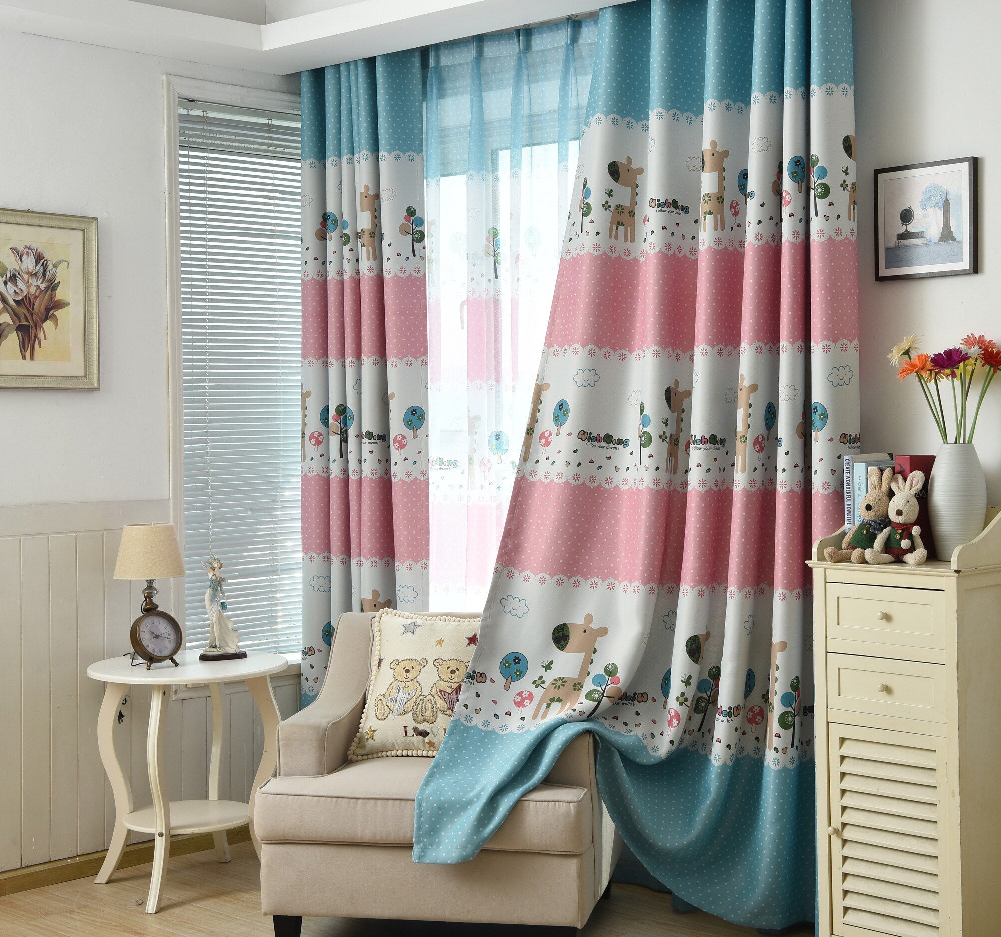 TONGDI Children Printing Lovely Animal Blackout Curtains High-grade Decoration For Home Parlor Sitting Room Bedroom Living Room