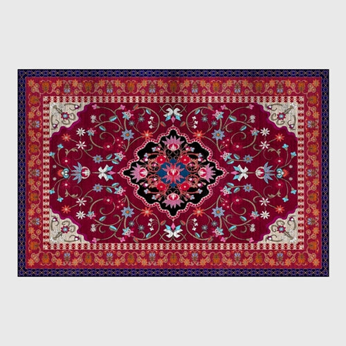 Persian Style Area Rugs Luxury Red Flower Printed Large Carpets for Living Room Bedroom Decor Tapete Kitchen Anti-Slip Floor Mat
