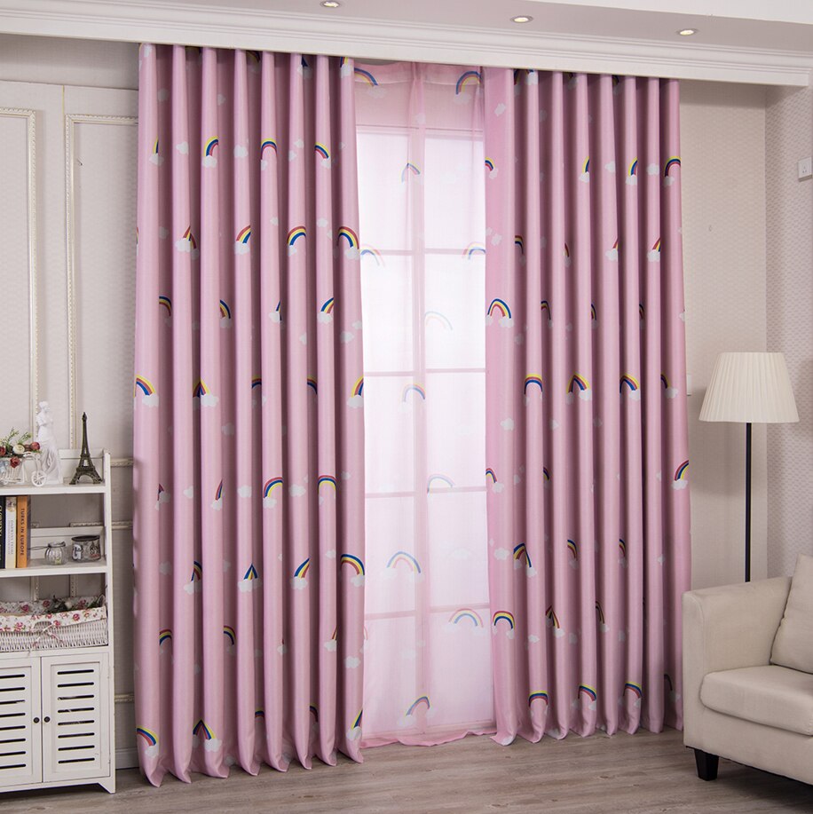 TONGDI Children Blackout Curtains Cartoon Rainbow Printing High-grade Decoration For Home Window Parlou Bedroom LivingRoom