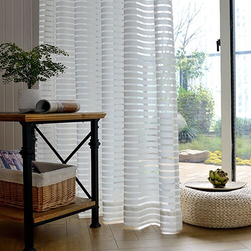 Jacquard Striped Sheer Curtains for Living Room Tulle Curtains in the Bedroom Home Decoration Curtain Drapes on the Window
