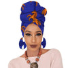 Print turban traditional African headscarf women headtie print headwrap with earring - Surprise store
