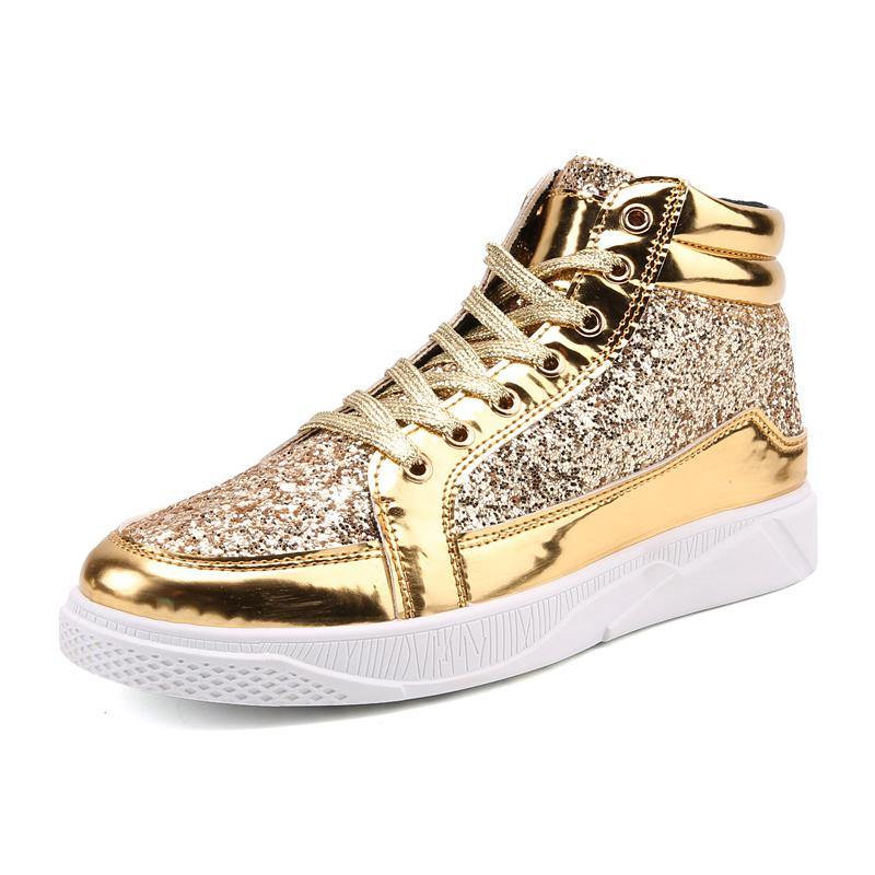 Women Shoes Gold Sneakers Shining Fashion Trainers Women Shoes Casual Lace-Up Tenis Feminino Zapatos De Mujer Womens Sneakers - Surprise store
